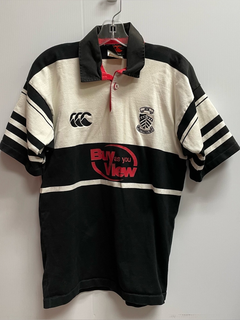 VINTAGE 00s PONTYPRIDD RUGBY BUY AS YOU VIEW HOME JERSEY SZ M